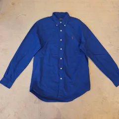 POLO RALPH LAUREN コットン ボタンダウンシャツ／ Mサイズ 青 ブルー ワンポイントポニー CLASSIC FIT メンズ