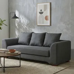 最終価格！【個人未使用】ソファ 3人掛け 幅178cm クッション3個付き グレー モダン ワイドソファ ロータイプ 桜屋工業 CHERRY モデルルーム展示品【開梱設置付き】【送料無料】