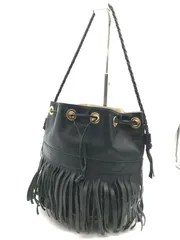 美品　J&M DAVIDSON　ジェイアンドエムデヴィッドソン　カーニバル　ショルダーバッグ　ワンショルダー　巾着　筒形　レザー　ブラック系　1095