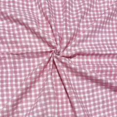 【50cm単位】ローズピンクチェック　インド　ハンドブロックプリント生地　テキスタイル コットン