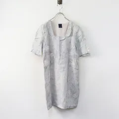 ミナペルホネン mina perhonen day break リネン ワンピース 36■グレー 丸襟 スクエアネック フレア 半袖【2400014831726】