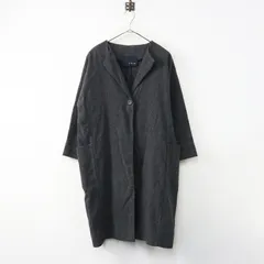 エヴァムエヴァ evam eva カシミヤ ヘンプ ノーカラー ロングコート■ダークグレー 羽織り ハオリ アウター ジャケット【2400014831801】のサムネイル