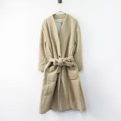 定価4.7万 イエナ  IENA ウール モッサー ノーカラー コート 38■ベージュ リボン ロング アウター ジャケット【2400014831788】のサムネイル