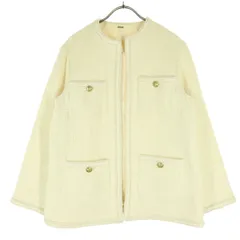 Mila Owen ミラオーウェン 長袖 ツイードジャケット 1 ホワイト レディース 古着