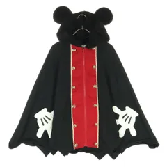 美品 The Disney Store ディズニーストア キャラクターモチーフ 長袖 ポンチョ M ブラック レディース 古着