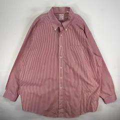 古着 ブルックスブラザーズ Brooks Brothers 長袖シャツ 胸ポケ ボタンダウン 346 2XL  レッド系 ストライプ メンズ
