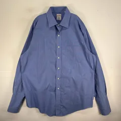 古着 ブルックスブラザーズ Brooks Brothers 長袖シャツ 346 ドレスシャツ 胸ポケ L  ブルー系 無地 メンズ