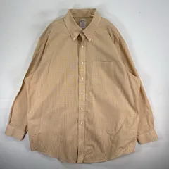 古着 ブルックスブラザーズ Brooks Brothers 長袖シャツ ボタンダウン MADISON 胸ポケ XL  オレンジ系 チェック メンズ