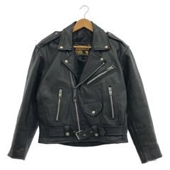 USA製 ライダースジャケット ダブル 肩落ち ラムレザーライク 黒色