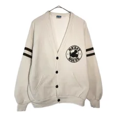 90年代 USA製 Disney ディズニー スウェット カーディガン キャラクター ホワイト(メンズ LARGE)中古 古着 X4861のサムネイル