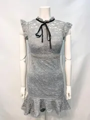 2393 DAZZY デイジー　キャバクラ　ドレス　総レース　フリル　マーメイド　リボン　タイト　キャバドレス　S