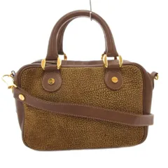 ボルボネーゼ BORBONESE ハンドバッグ ショルダー 2WAY レザー スエード うずら柄 茶 ブラウン /FF ■GY18