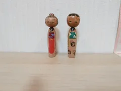 伝統的デザイン 2体セット 夫婦こけし 民藝 郷土玩具 工芸品 創作 お土産
