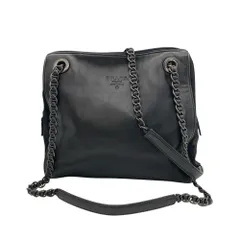 プラダ PRADA チェーン ショルダーバッグ レザー ブラック【中古】