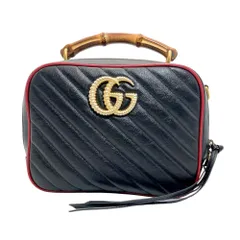 グッチ GUCCI GGマーモント チェーン ショルダーバッグ レザー 602270 ブラック【中古】