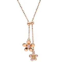 ヴァンドーム VENDOME ネックレス フラワー ピンクゴールド 10K 色石 フラワー 花モチーフ 桜 さくら サクラ Y字ライン スライドボール 【中古】