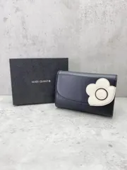 MARY QUANT マリークワント ラウンドフラップデイジー Lウォレット バイカラー 二つ折り 財布 黒×白 ■■レディース