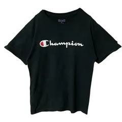 M チャンピオン デカロゴ シンプル ブラック 黒 Tシャツ レディース ユニセックス メンズ 古着 半袖 CHM プリント
