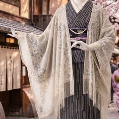 美品 有松鳴海絞り 高級浴衣 総絞り 藍染め 大輪花 身丈157 裄64 紺白