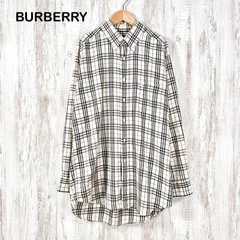BURBERRY LONDON バーバリーロンドン ホースロゴ刺繡 ノバチェック BD ボタンダウン 長袖 シャツ ホワイト メンズ トップス