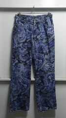 美品】ルイヴィトン 花柄 デニムパンツ 金ボタン ストレッチ ブラック