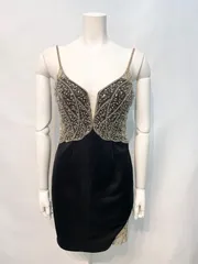 2400 AR Angel R エンジェルアール　キャバクラ　ドレス　ストーンストラップ　タイト　ミニ　伸縮性　華やか　シースルー　キャバドレス　M