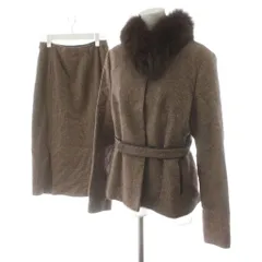 コムサデモード COMME CA DU MODE スーツ セットアップ ジャケット フレアスカート ひざ丈 L M 茶 ブラウン /AN51 ■BM