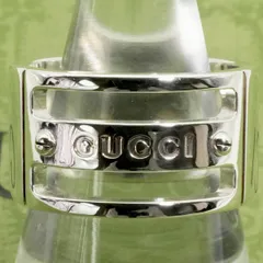 極美品18号 グッチ ロゴ ビス ワイド リング シルバー/25-2573