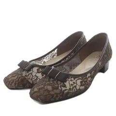 ダイアナ DIANA WELLFIT パンプス ハイヒール リボンモチーフ レース 22.5EEcm ブラウン /YO17