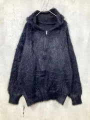 美品 AURORA boutique オーロラブティック シャギー ジップアップ パーカー sizeL/黒 ■■◎レディース