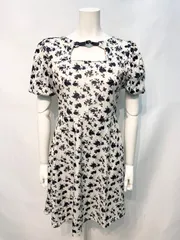 2401 キャバクラ　ドレス　フレア　小花柄　フラワー　伸縮性　ジャージ素材　キャバドレス