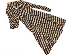 BANANA REPUBLIC バナナリパブリック リボン 総柄 Aライン ワンピース sizeM/黒ｘベージュ ■◇ レディース