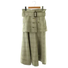 スナイデル SNIDEL フレアミドルトレンチスカート チェック M ライトグリーン /OK ■OS