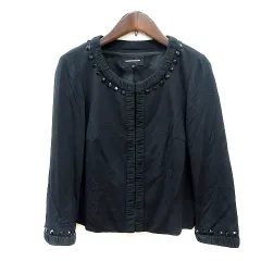 クイーンズコート QUEENS COURT ノーカラージャケット 総裏地 2 M 黒 ブラック /MN