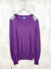 BURBERRY LONDON バーバリー 長袖 チェック 薄手 プルオーバー ニット セーター size38/紫 ◇■ レディース