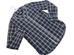BEAMS ビームス チェック ノーカラー シャツ sizeS/紺x緑 ■◇ メンズ