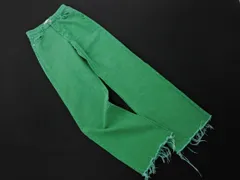 ZARA ザラ カットオフ ロング ワイド デニムパンツ size34/緑 ■■ レディース