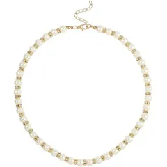 メイソン ナイト イェーガー レディース アクセサリー ネックレス・チョーカー・ペンダントトップ レース Mason Knight Yager Faux 6mm Pearl And Crystal Bead Necklace Gold and White ホワ