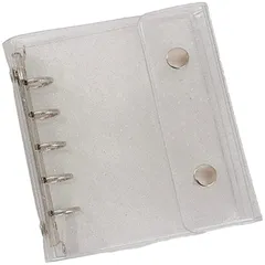 Alpha Depot シール帳 M5ミニバインダー 透明クリア 女の子向け はがせるシール収納 手帳型 5穴リング式 両面使えるポケット コレクション収納 (M5バインダー単品) [ラメ入りM5バインダー(クリア)単品]