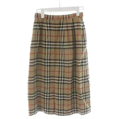 バーバリーズ Burberrys ヴィンテージ ノバチェック フレアスカート ひざ丈 ウール 茶 ブラウン 黒 ブラック 赤 レッド /AN11 ■ECD001