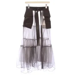 メゾンスペシャル MAISON SPECIAL Tulle Tiered Belt Skirt チュールティアードベルトスカート フレア マキシ ロング シアー シースルー F グレー 21212515107 タグ付き /BB