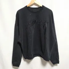 STUSSY ステューシー 刺繍ロゴ 裏起毛 スウェット トレーナー L 黒 ストリート
