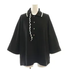 ユナイテッドアローズ UNITED ARROWS ミニマルフリル ポロニット 七分袖 F 黒 ブラック 1518-106-1887 /AT ■OS