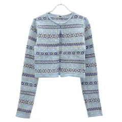 H BEAUTY & YOUTH エイチビューティーアンドユース フェアアイルクロップドニットカーディガン 1628-199-0986 ブルー ｰのサムネイル