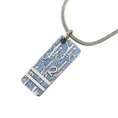 ディオール トロッター プレート ペンダント ネックレス シルバー ブルー系 メタル レディース Dior【1-0260314】