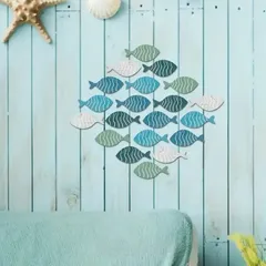 木製 魚 壁飾り 20個セット - 沿岸ビーチデコレーション DIY リビングルーム・家庭用装飾