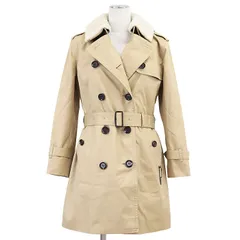 SALE【新品同様】COACH コーチ トレンチコート TRENCH W WOOL LINER ロゴ チャーム ベルテッド エポレット アウター タグ/ボアカラー/ライナー/ベルト付属 レディース サイズ XS ベージュ タイ製のサムネイル
