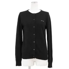 Miu Miu ミュウ ミュウ ニットカーディガン 2023年製 カシミヤ100% ロゴ クルーネック ロングスリーブ 丸首 長袖 トップス レディース サイズ 42 ブラック 黒 イタリア製