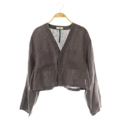 ヒューマンウーマン HUMAN WOMAN 40/ヘンプキャンブリック シャツジャケット ショート丈 ノーカラー M グレー /AT ■OSのサムネイル