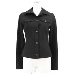 SALE【美品】DOLCE&GABBANA ドルチェアンドガッバーナ トラッカージャケット ストレッチジャージー レオパードライニング アウター レディース サイズ 42 ブラック 黒 イタリア製のサムネイル
